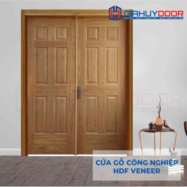 Cửa gỗ công nghiệp HDF Veneer 2 canh 12A-ash