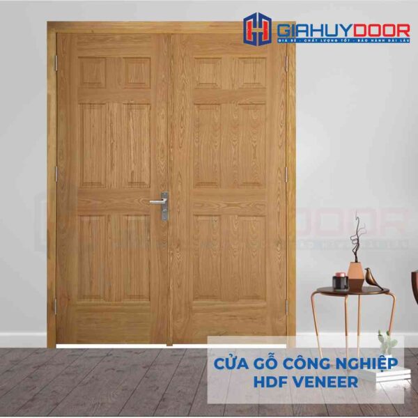 Cửa gỗ công nghiệp HDF Veneer 2 canh 12A-soi