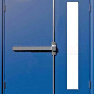 Cửa thép chống cháy TCC 2P1G1 xanh duong
